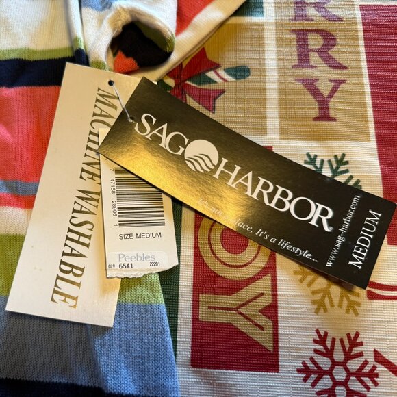 Sag Harbor Multi-Colored Striped Short Sleeve Sweater - Medium - Picture 4 of 5